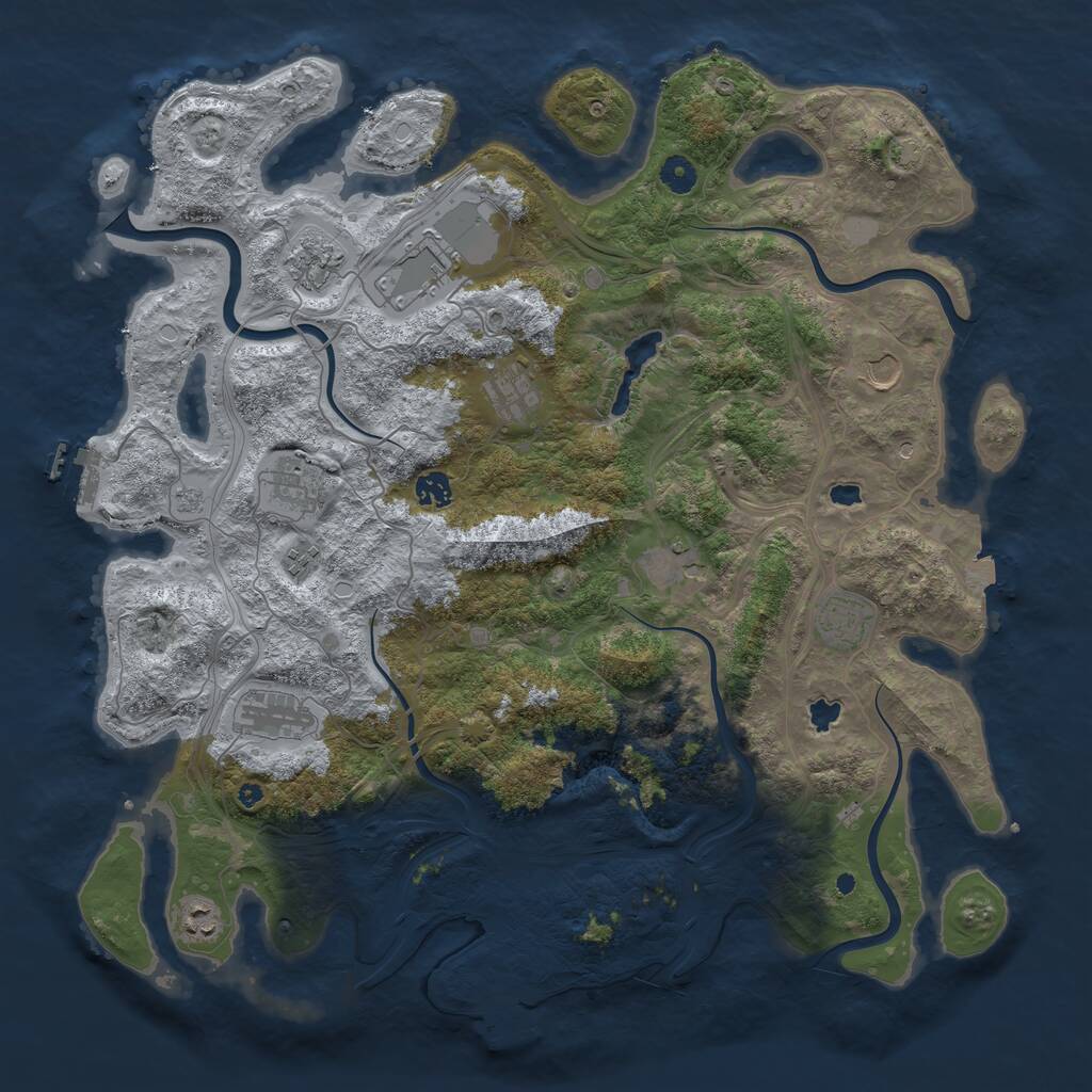 Rust Map: Procedural Map, Size: 4500, Seed: 113719, 17 Monuments
