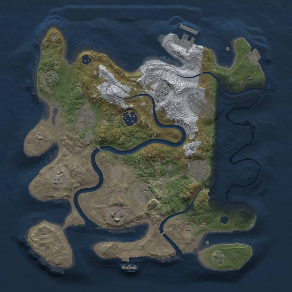 Rust Map: Procedural Map, Size: 3100, Seed: 729593, 12 Monuments