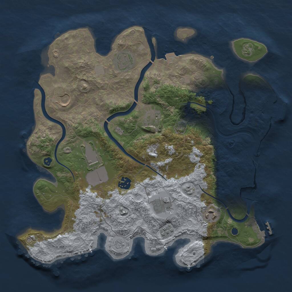 Rust Map: Procedural Map, Size: 3500, Seed: 584027754, 14 Monuments