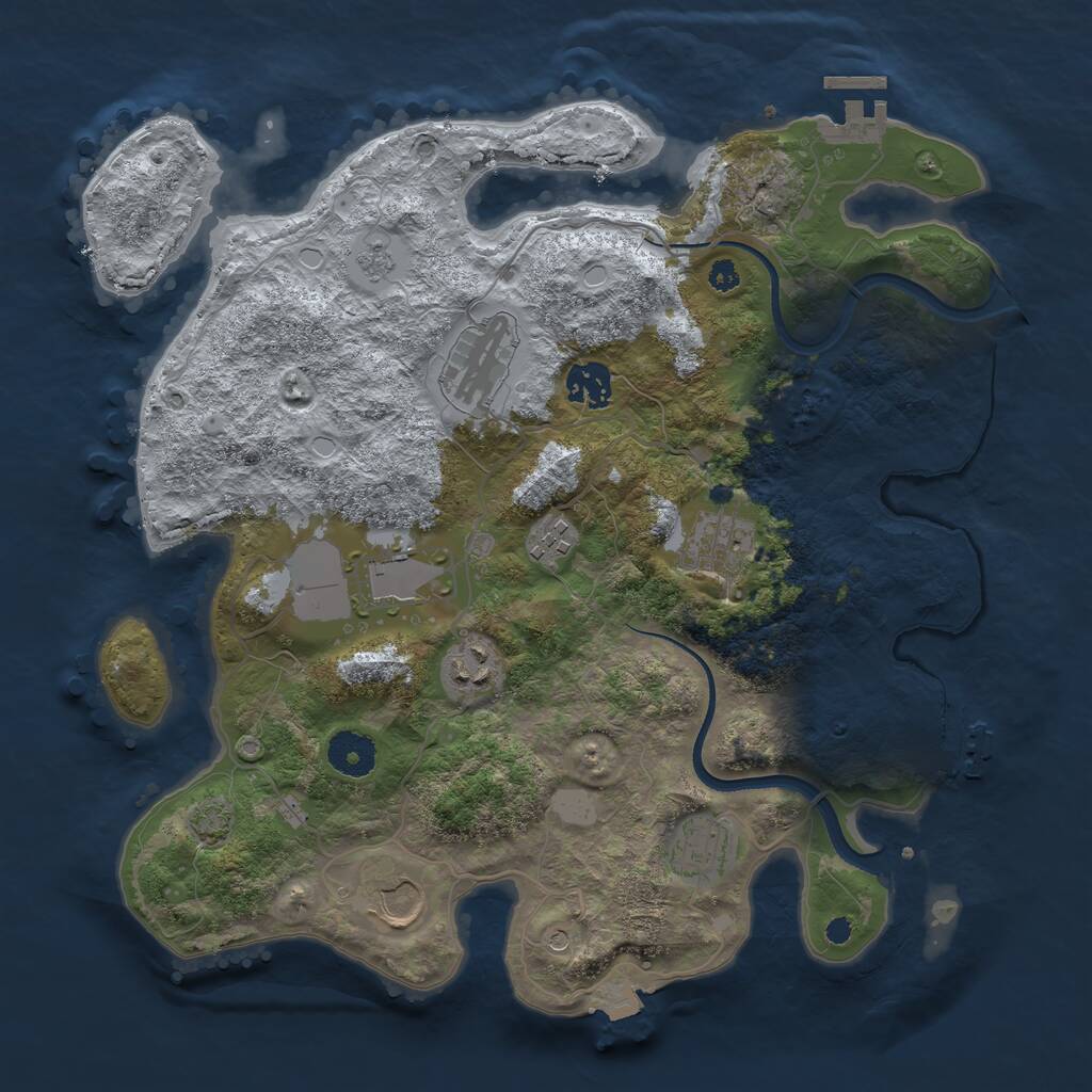 Rust Map: Procedural Map, Size: 3500, Seed: 132742588, 14 Monuments