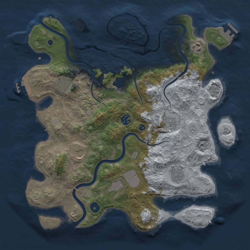 Rust Map: Procedural Map, Size: 3750, Seed: 842312, 15 Monuments