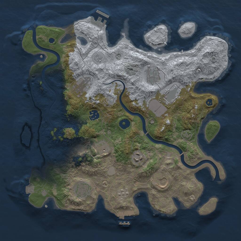 Rust Map: Procedural Map, Size: 3500, Seed: 799713023, 15 Monuments