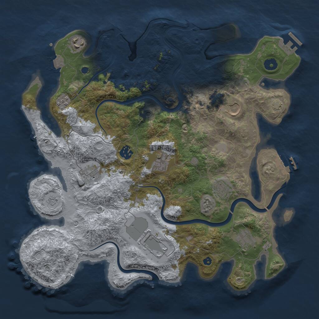 Rust Map: Procedural Map, Size: 3750, Seed: 431286, 15 Monuments