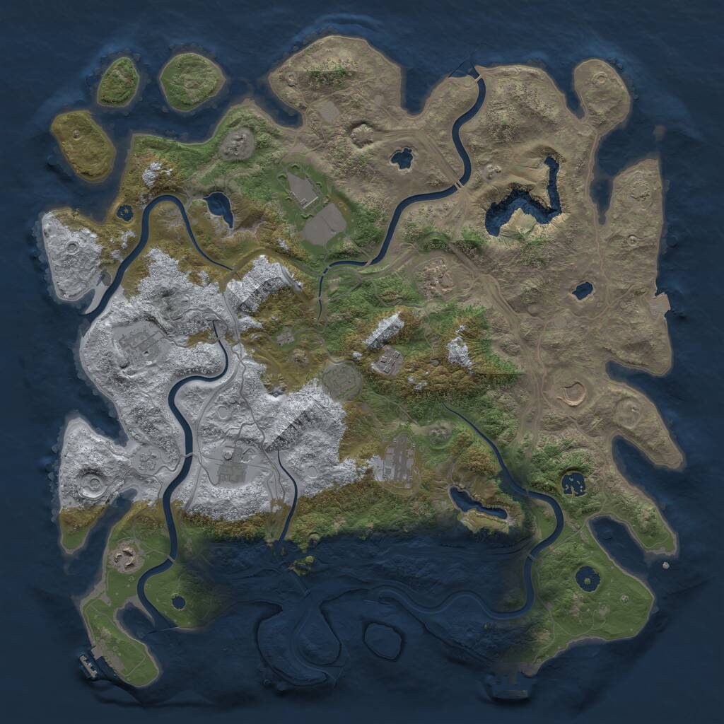 Rust Map: Procedural Map, Size: 4500, Seed: 2086522421, 16 Monuments