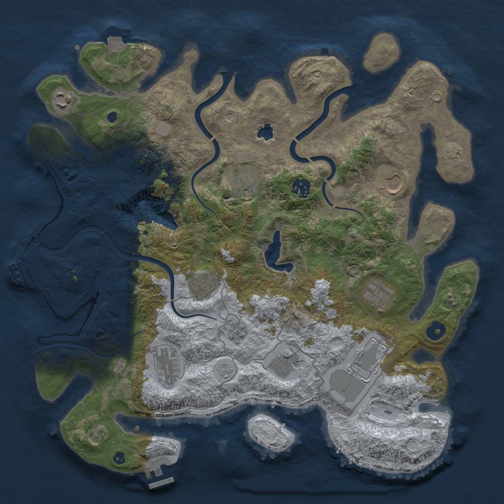 Rust Map: Procedural Map, Size: 4000, Seed: 102070, 16 Monuments