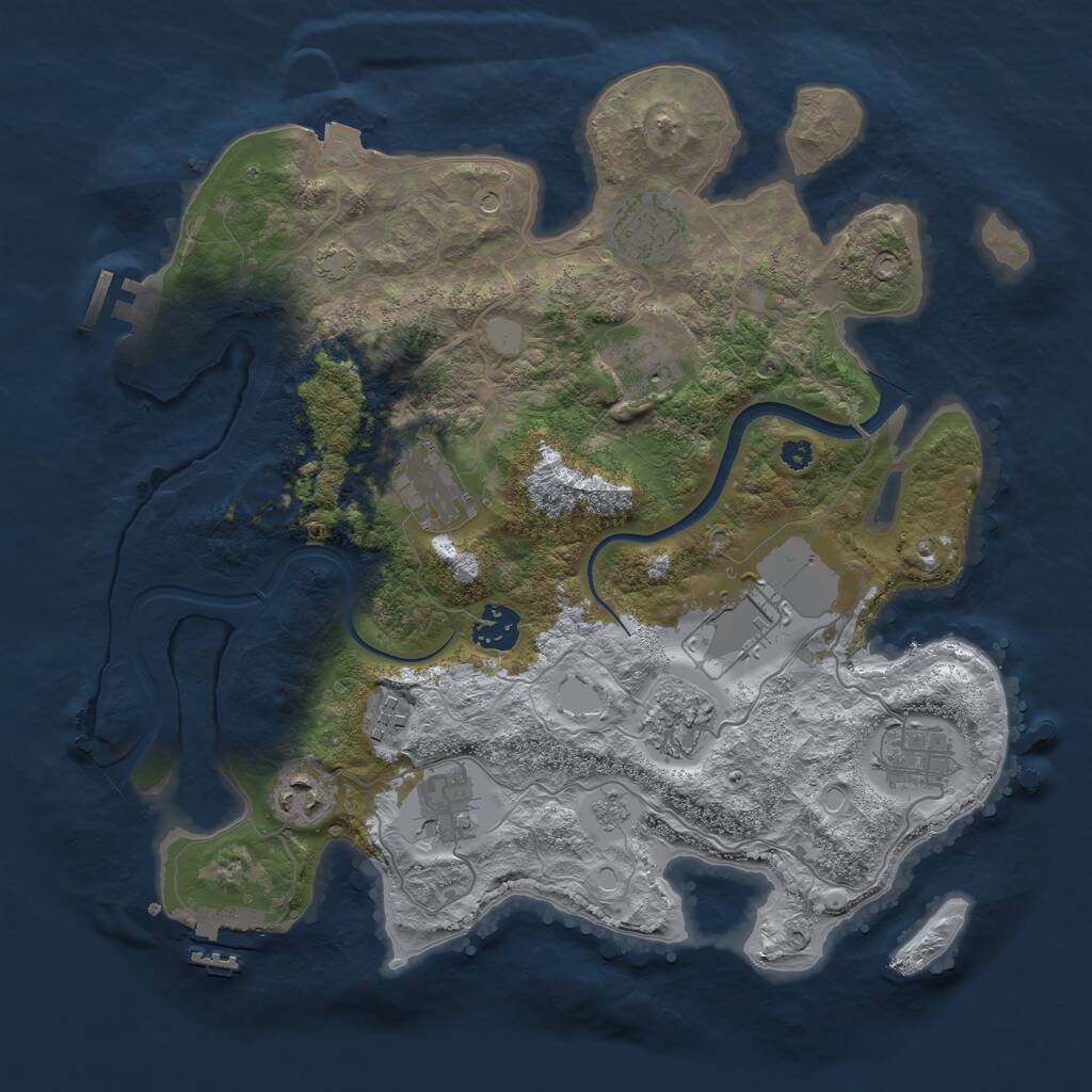 Rust Map: Procedural Map, Size: 3500, Seed: 749179, 16 Monuments