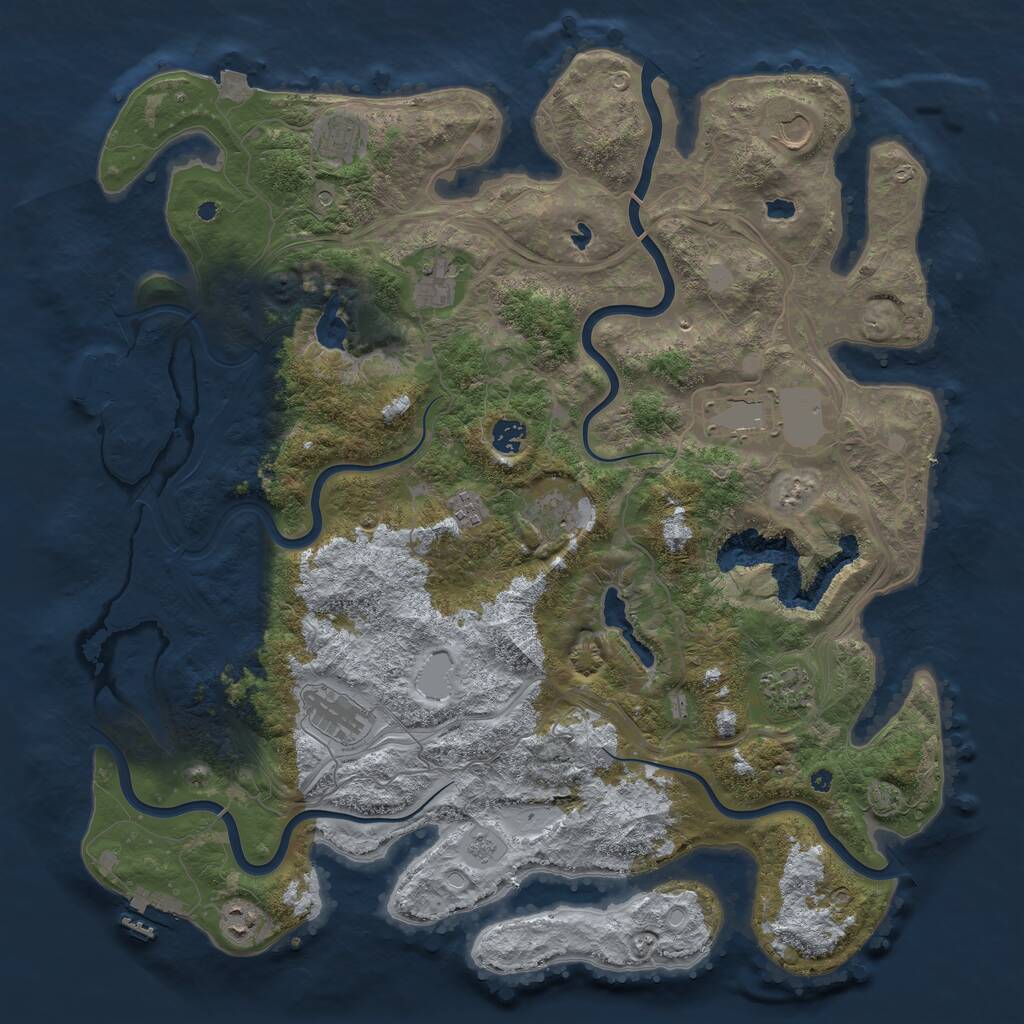Rust Map: Procedural Map, Size: 4500, Seed: 360101, 16 Monuments