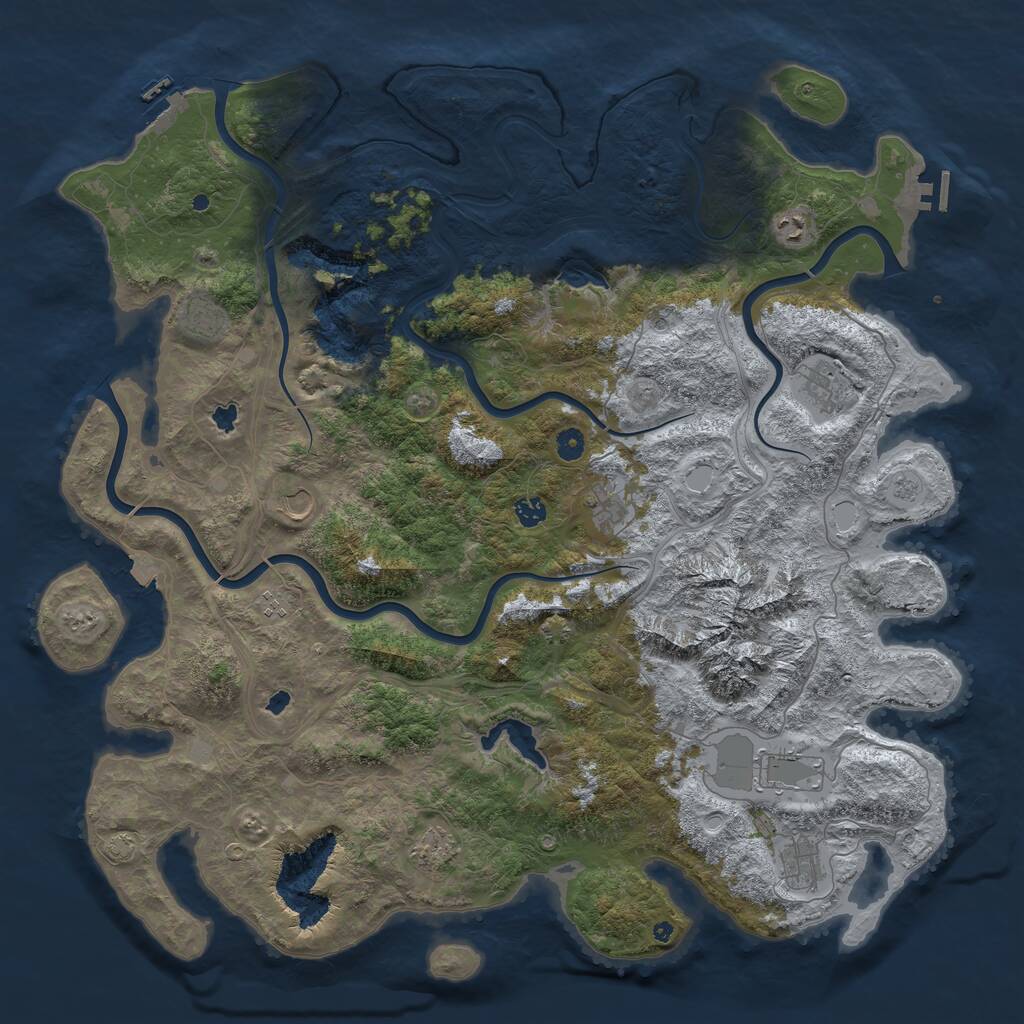 Rust Map: Procedural Map, Size: 5000, Seed: 317393, 16 Monuments