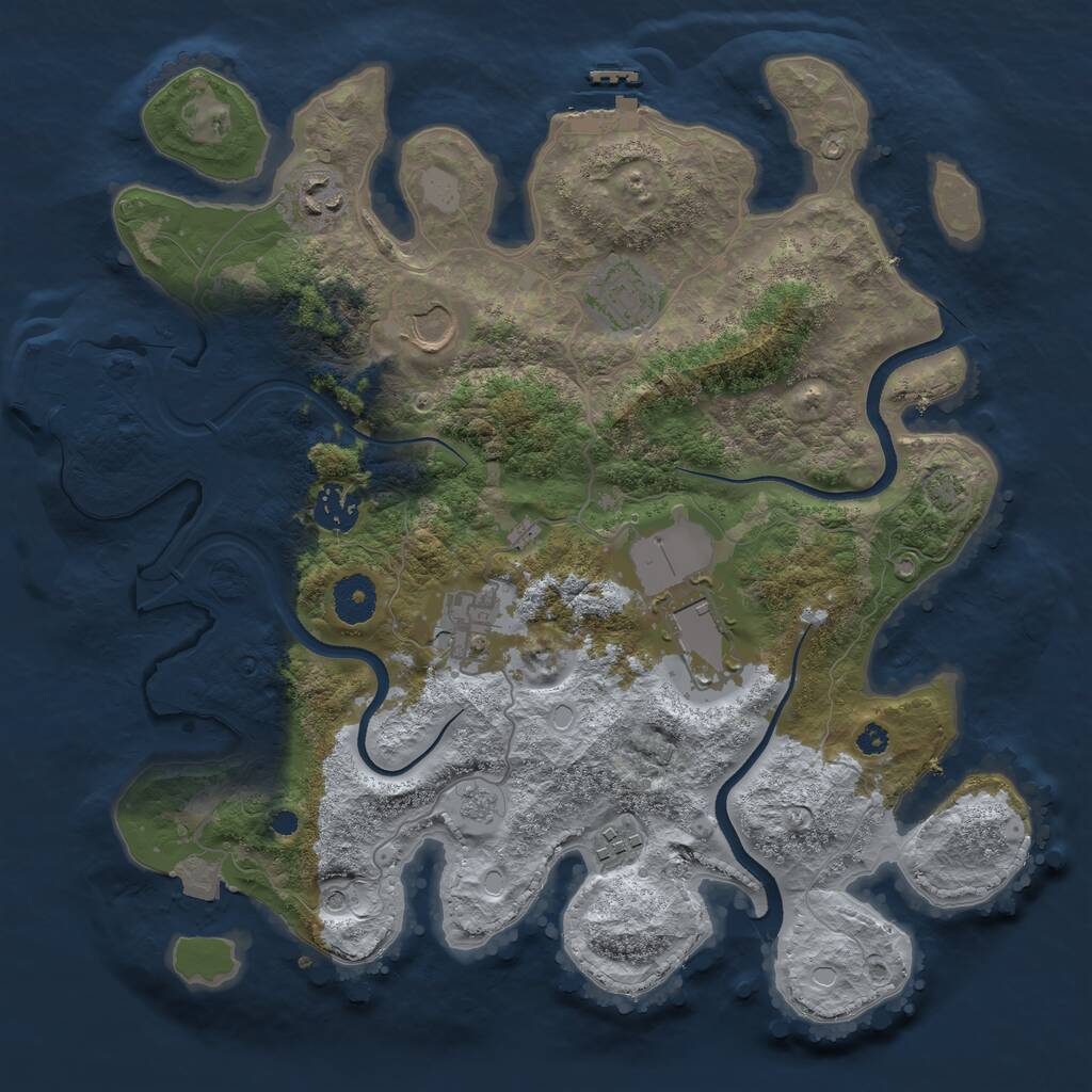 Rust Map: Procedural Map, Size: 3500, Seed: 845846, 13 Monuments