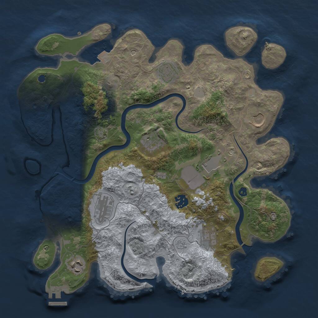 Rust Map: Procedural Map, Size: 3500, Seed: 787924785, 14 Monuments