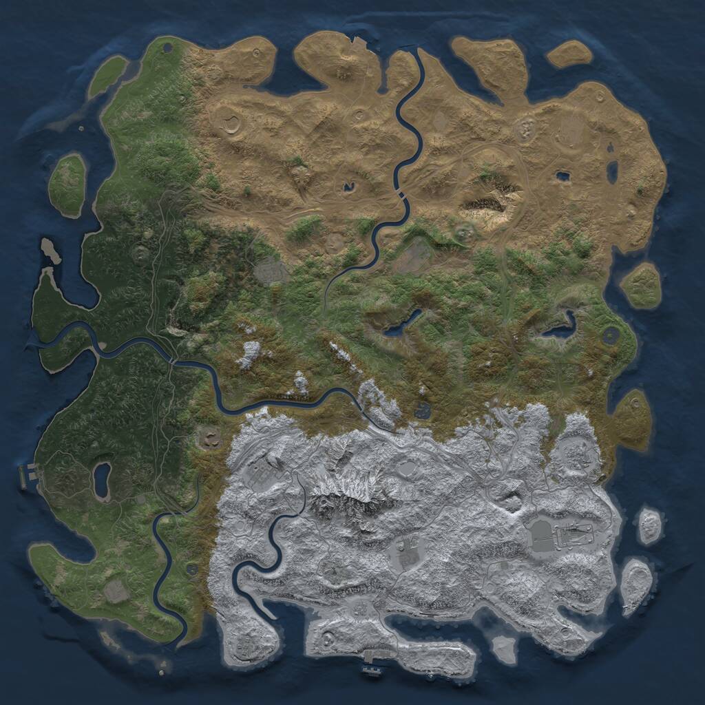 Rust Map: Procedural Map, Size: 6000, Seed: 37264626, 19 Monuments