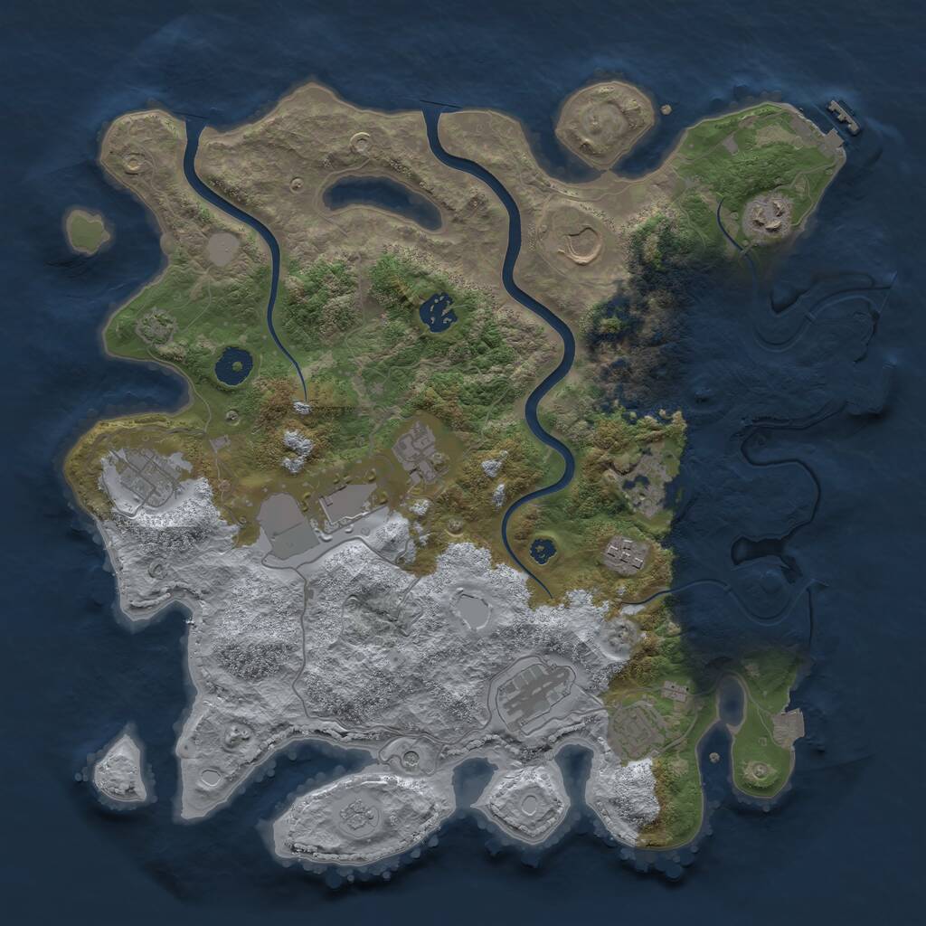 Rust Map: Procedural Map, Size: 3750, Seed: 101775, 16 Monuments