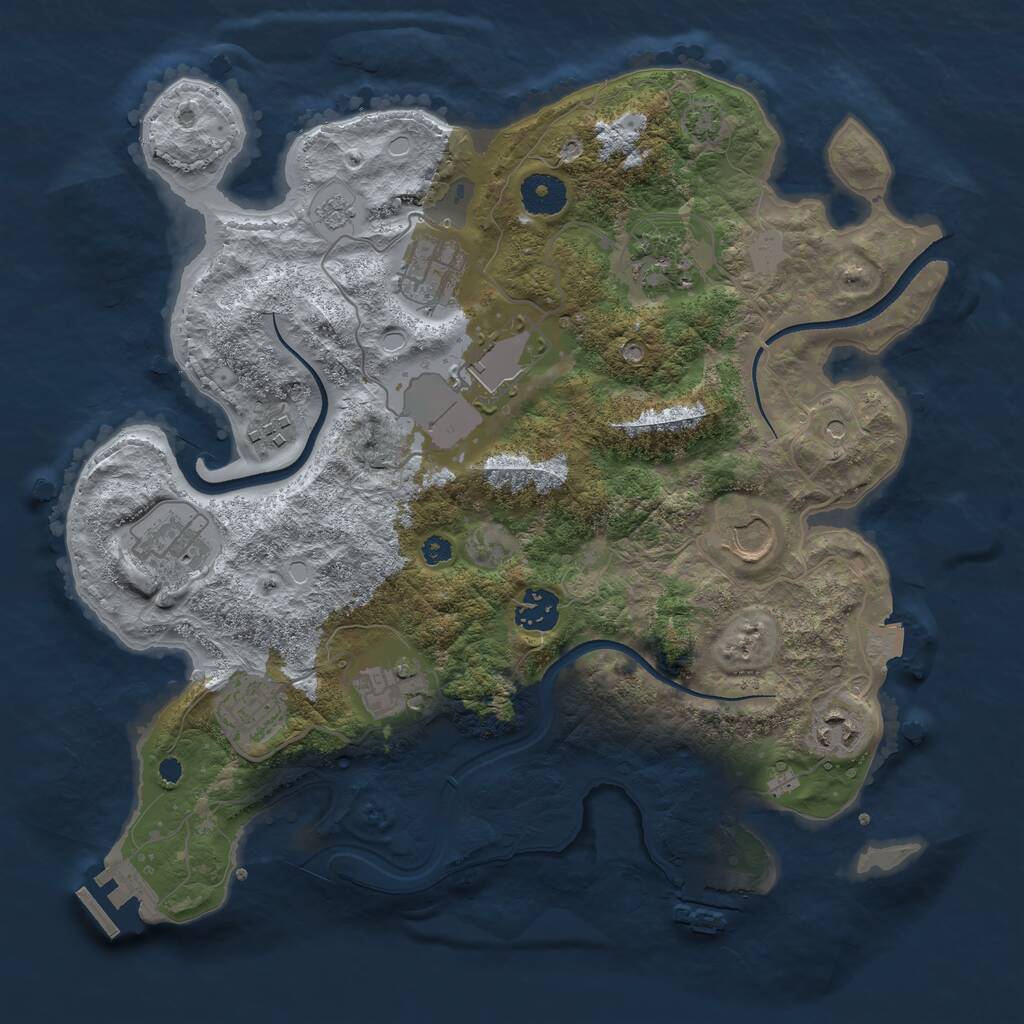 Rust Map: Procedural Map, Size: 3500, Seed: 483158, 16 Monuments