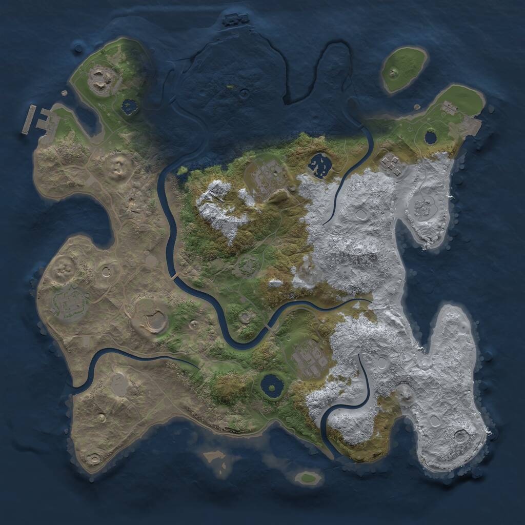 Rust Map: Procedural Map, Size: 3500, Seed: 499134, 13 Monuments