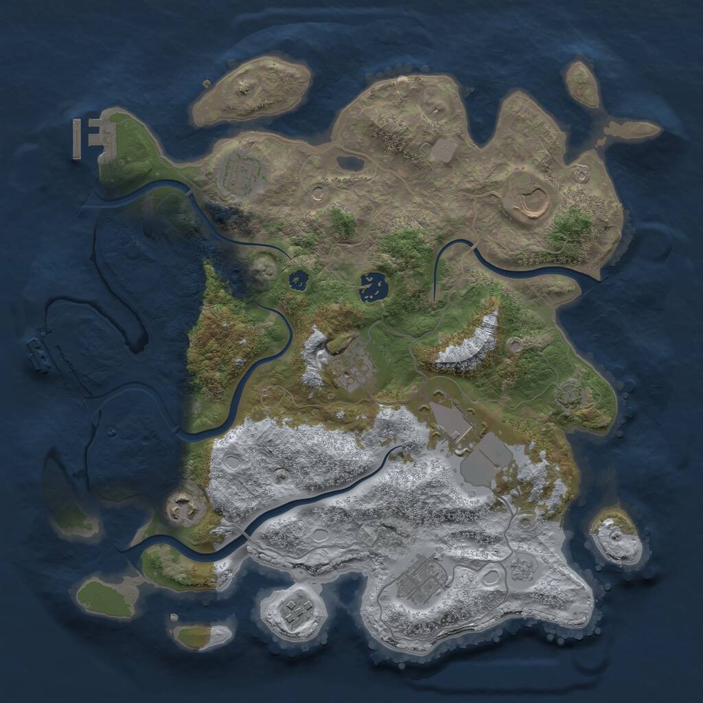 Rust Map: Procedural Map, Size: 3500, Seed: 831589, 14 Monuments