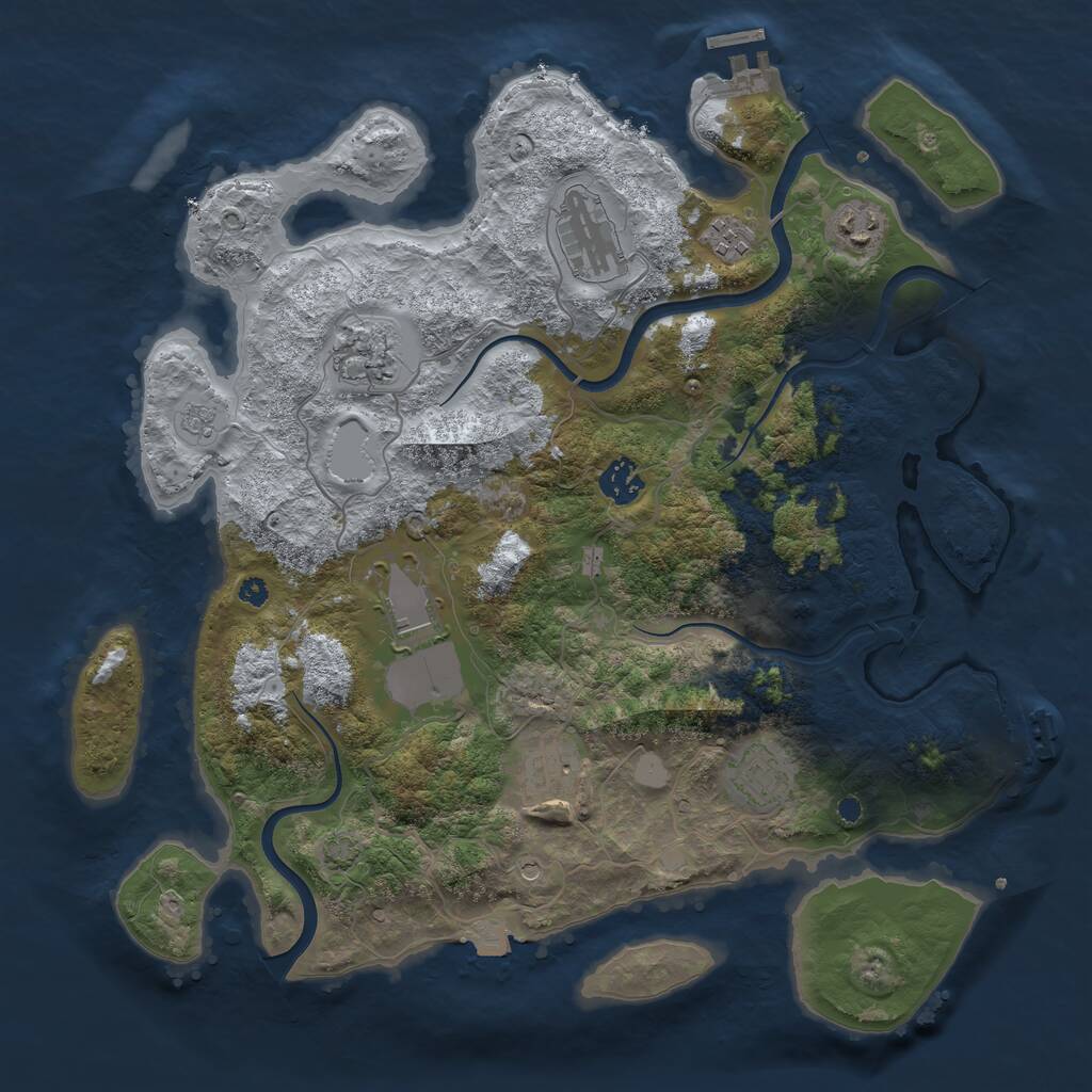 Rust Map: Procedural Map, Size: 3750, Seed: 330983, 14 Monuments