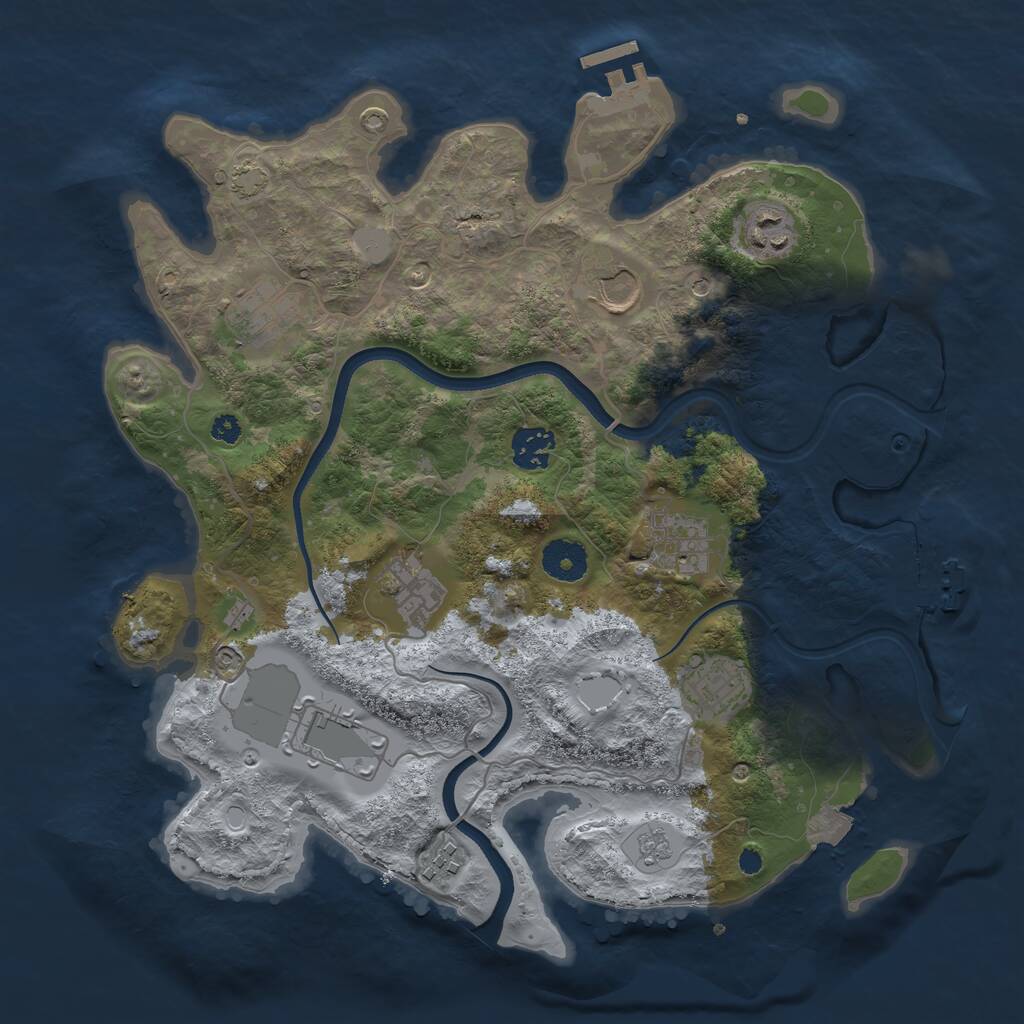 Rust Map: Procedural Map, Size: 3500, Seed: 351888, 15 Monuments