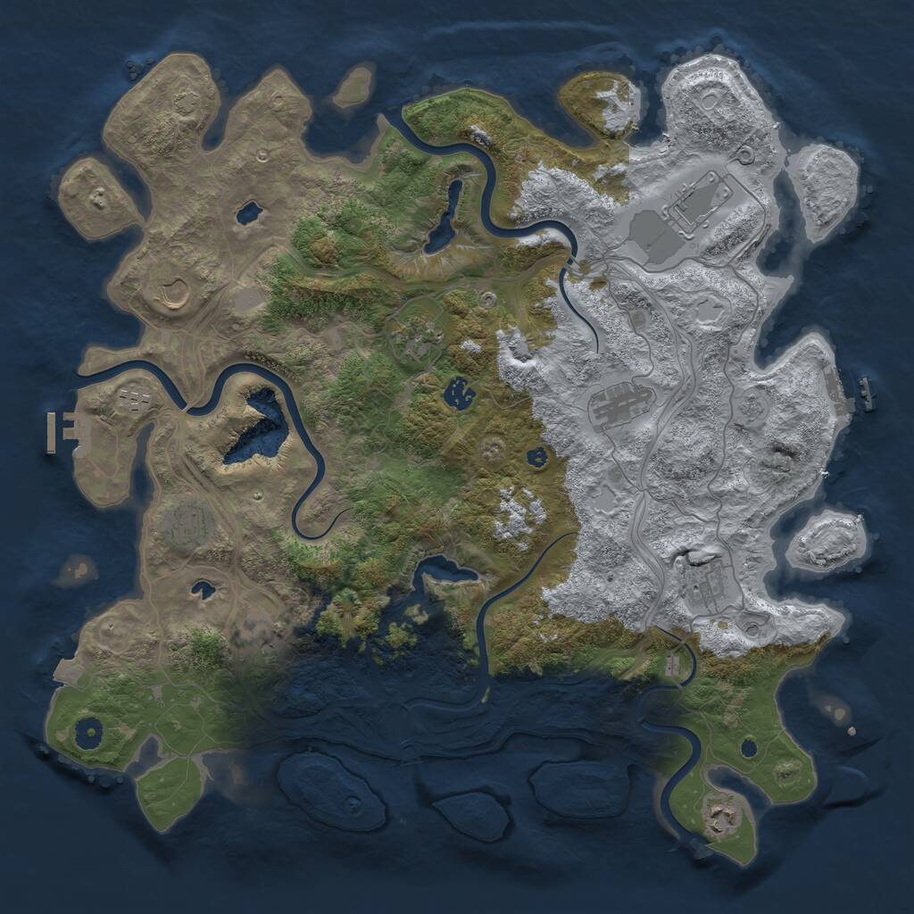 Rust Map: Procedural Map, Size: 4500, Seed: 987183604, 16 Monuments
