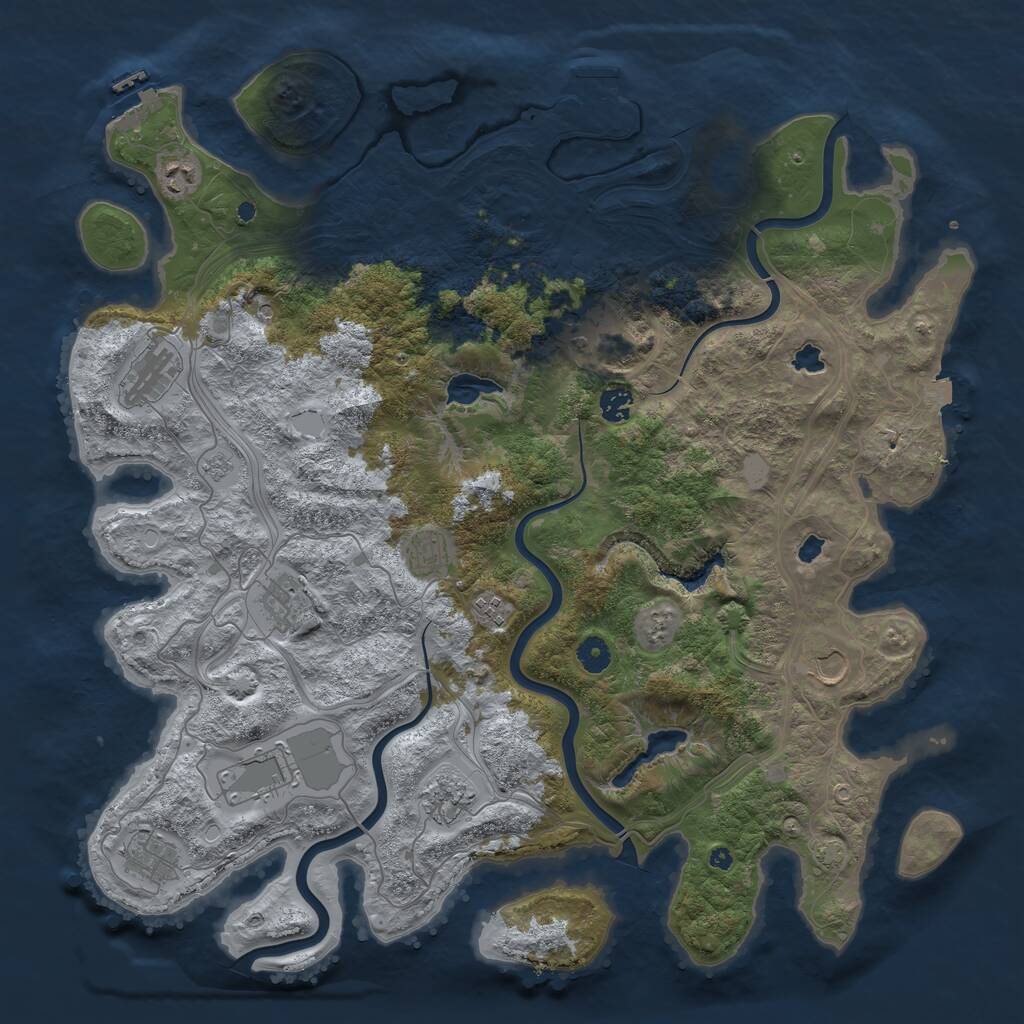 Rust Map: Procedural Map, Size: 4500, Seed: 4460, 17 Monuments