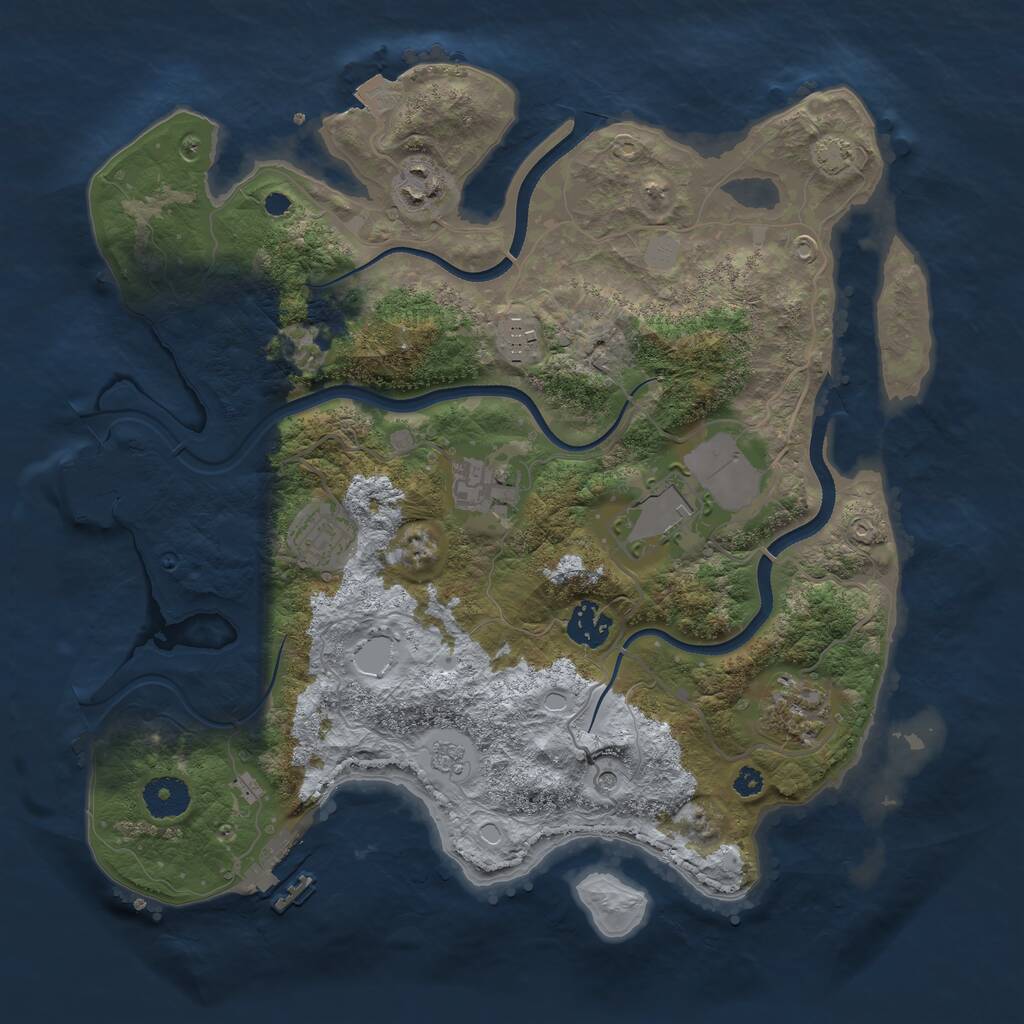 Rust Map: Procedural Map, Size: 3500, Seed: 930515, 13 Monuments