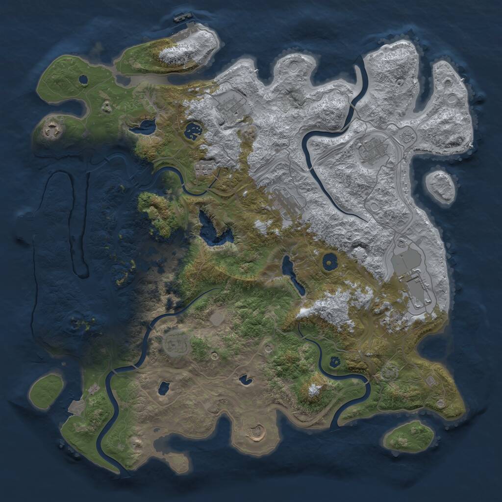 Rust Map: Procedural Map, Size: 4500, Seed: 467078, 17 Monuments