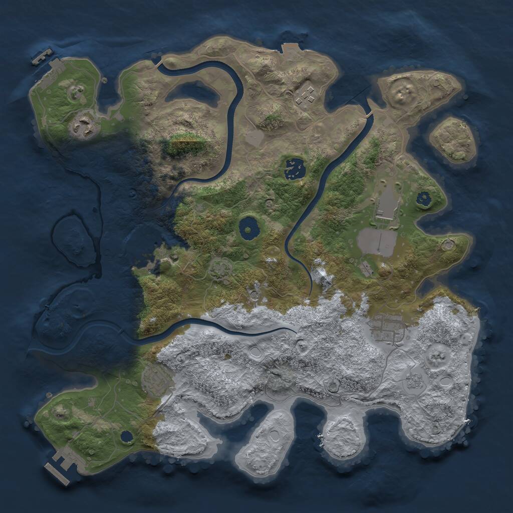 Rust Map: Procedural Map, Size: 3500, Seed: 167321, 13 Monuments