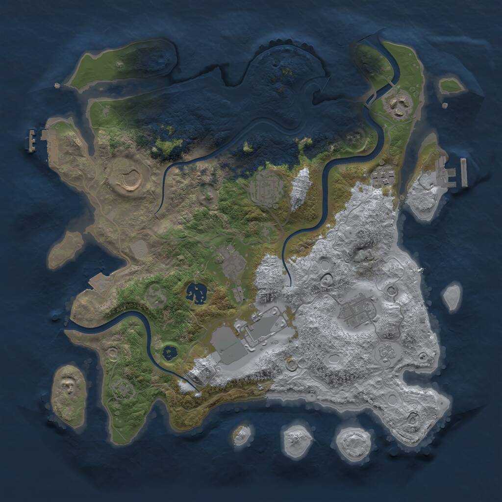 Rust Map: Procedural Map, Size: 3500, Seed: 228271262, 14 Monuments