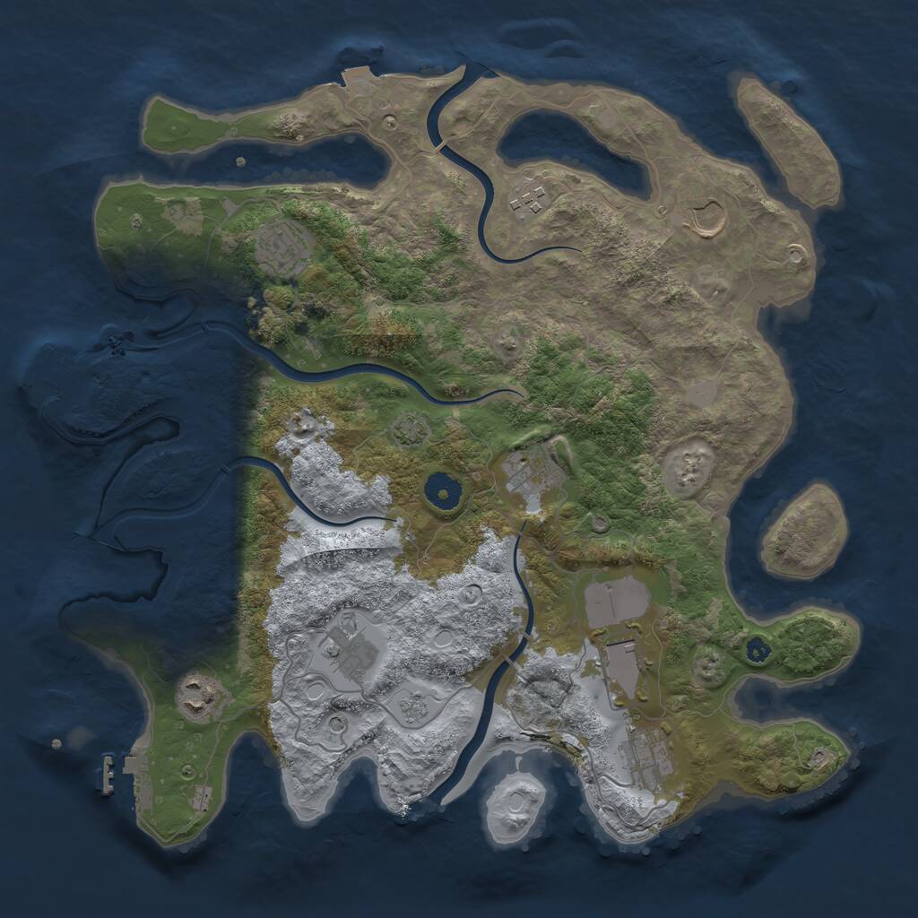 Rust Map: Procedural Map, Size: 3750, Seed: 397198, 14 Monuments