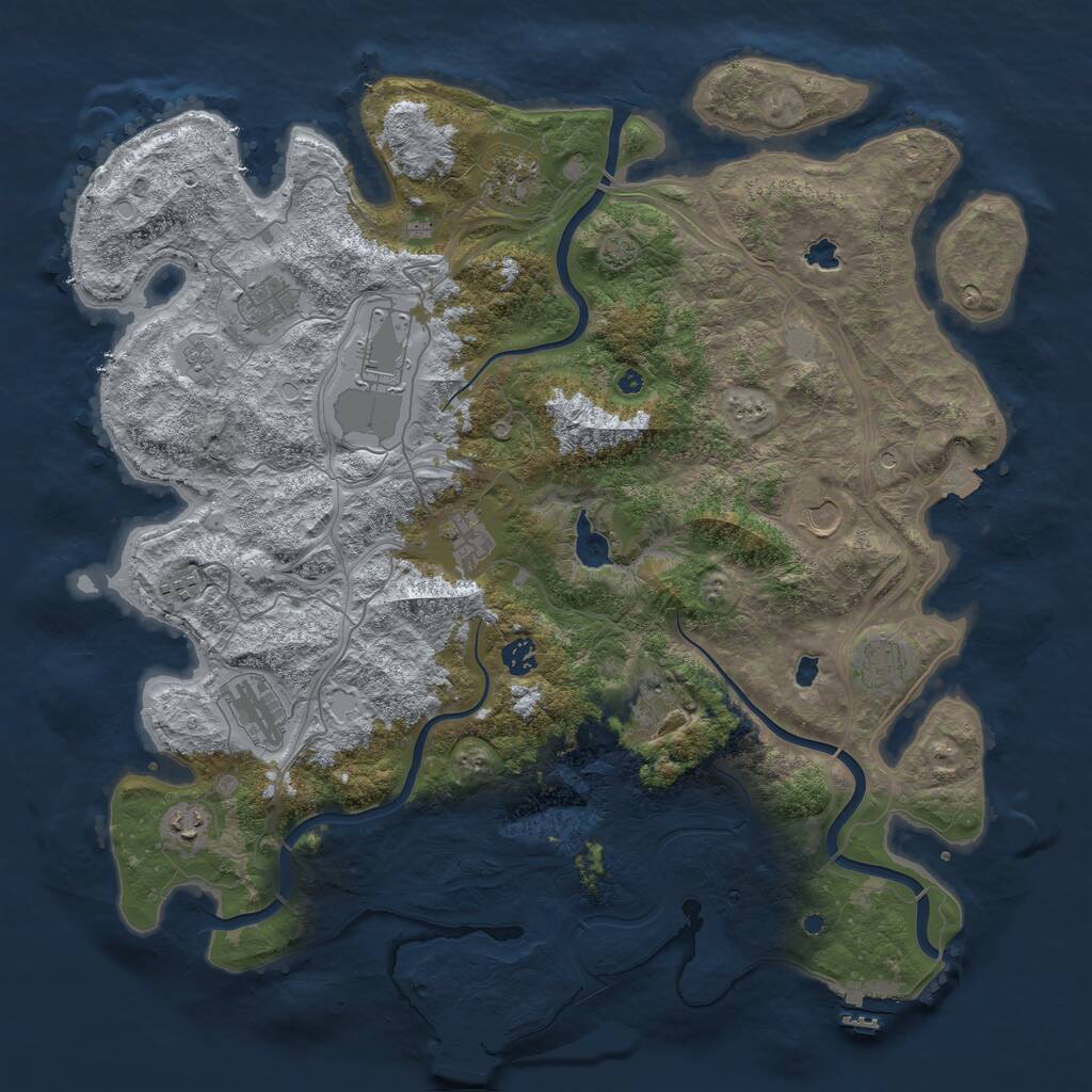 Rust Map: Procedural Map, Size: 4500, Seed: 56432168, 17 Monuments