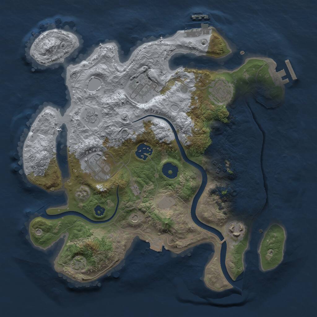 Rust Map: Procedural Map, Size: 3000, Seed: 1381076103, 12 Monuments