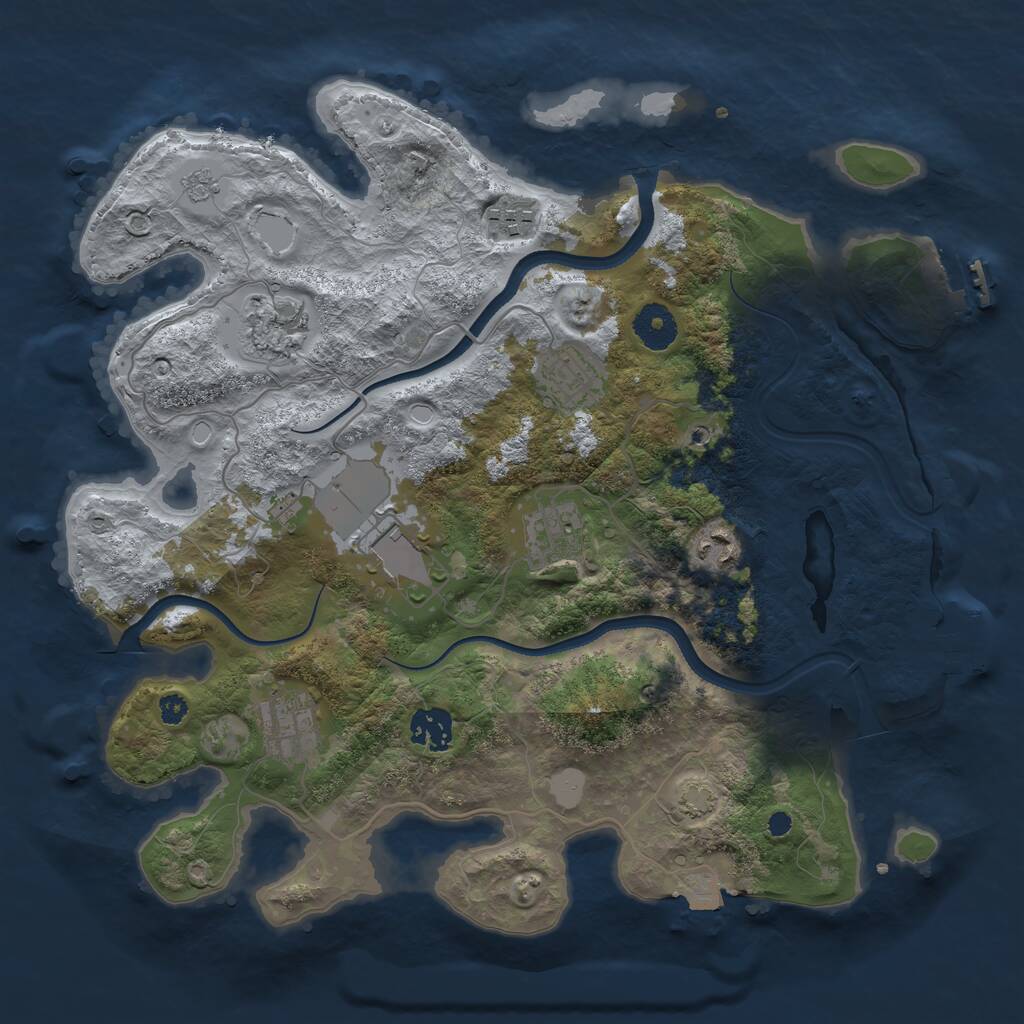 Rust Map: Procedural Map, Size: 3500, Seed: 487642168, 14 Monuments