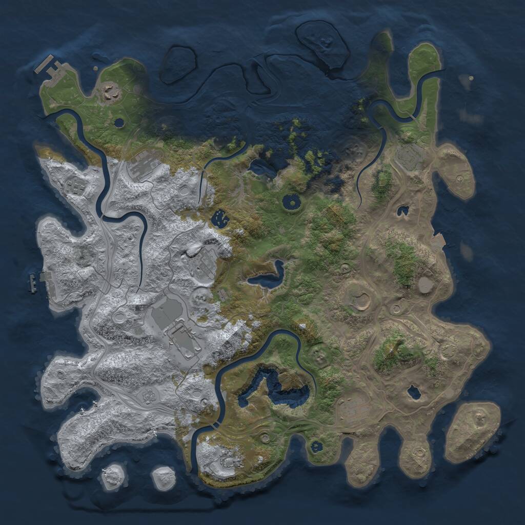 Rust Map: Procedural Map, Size: 4500, Seed: 104642, 16 Monuments