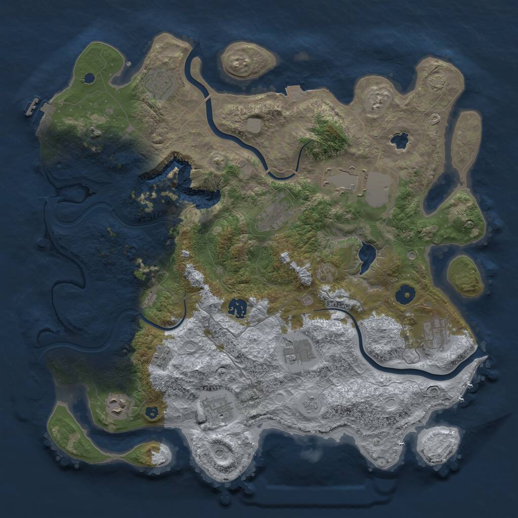 Rust Map: Procedural Map, Size: 4000, Seed: 271028755, 14 Monuments