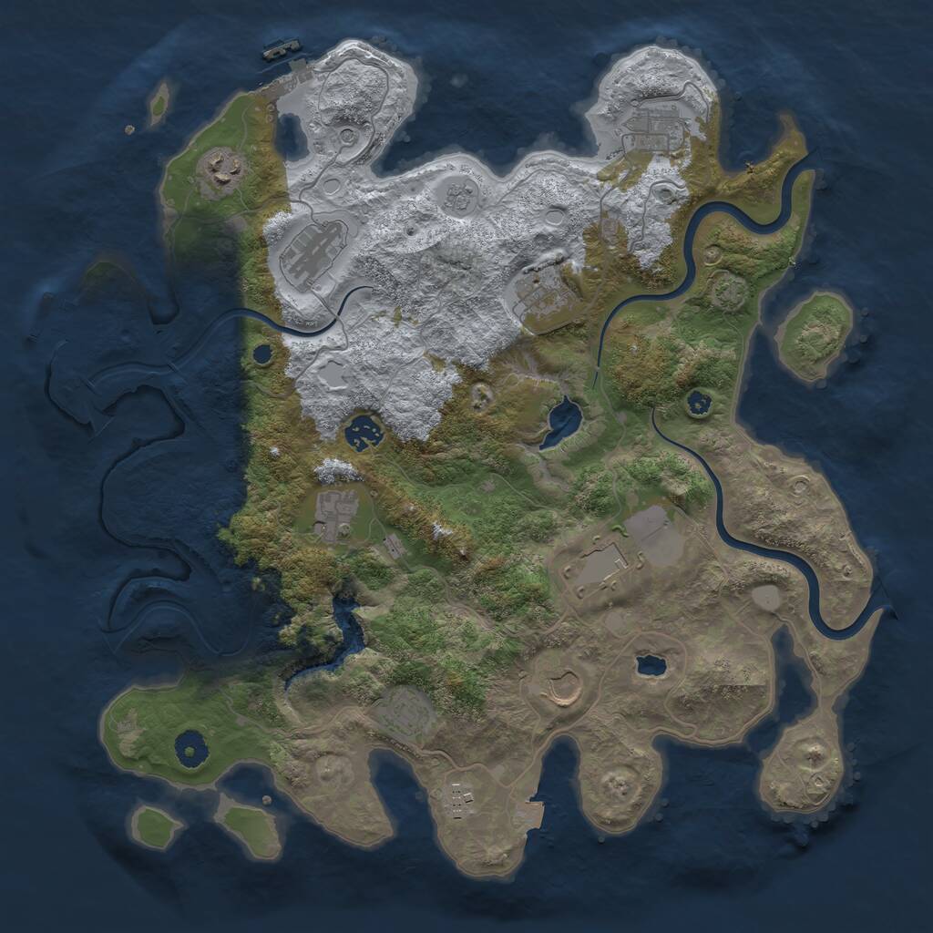 Rust Map: Procedural Map, Size: 4000, Seed: 484183, 16 Monuments
