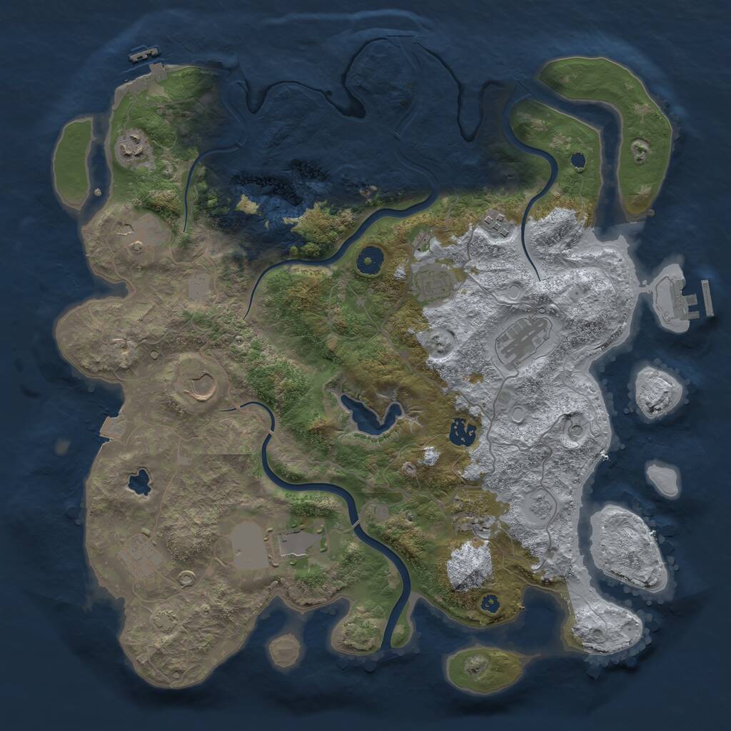 Rust Map: Procedural Map, Size: 4000, Seed: 28067050, 16 Monuments