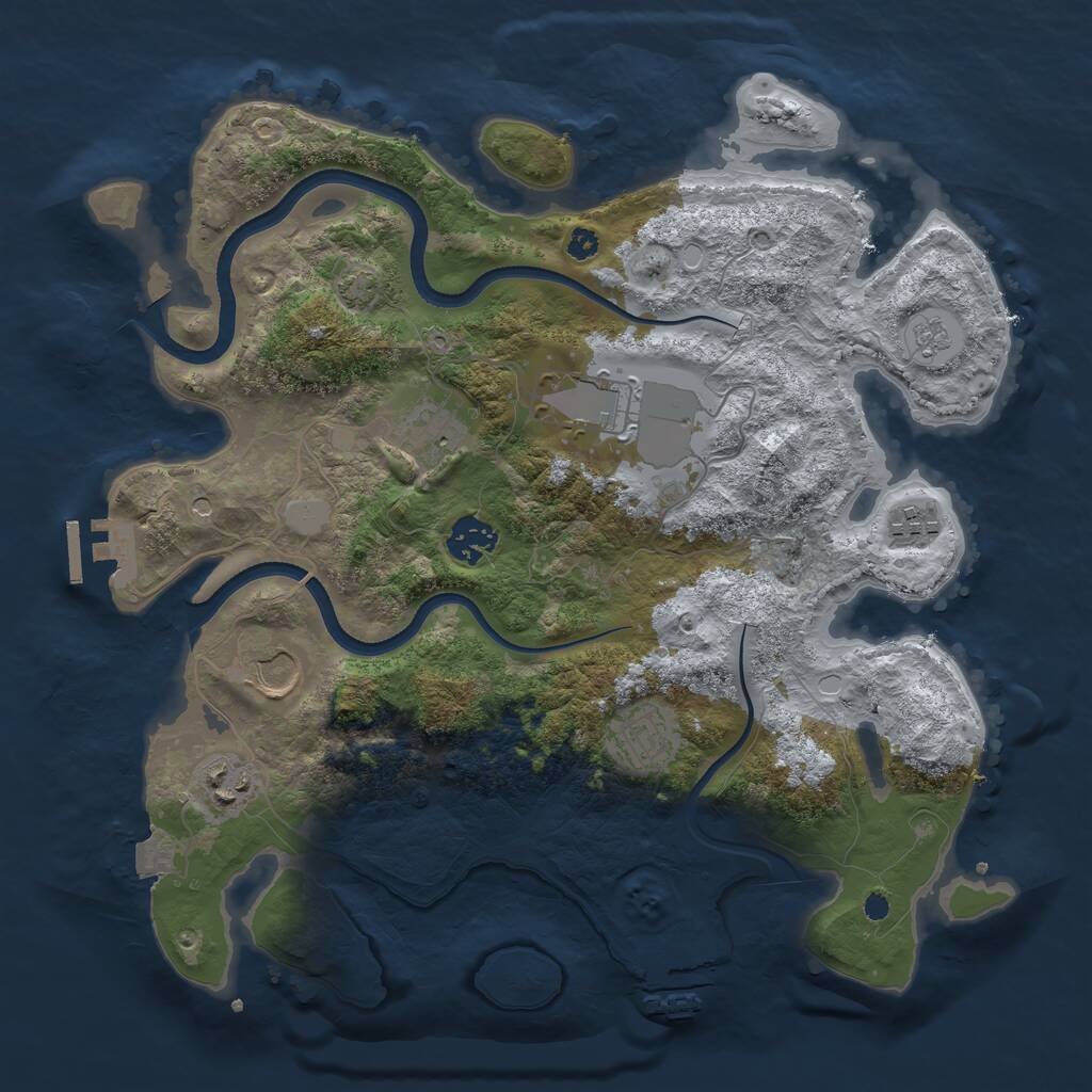 Rust Map: Procedural Map, Size: 3500, Seed: 443655, 13 Monuments