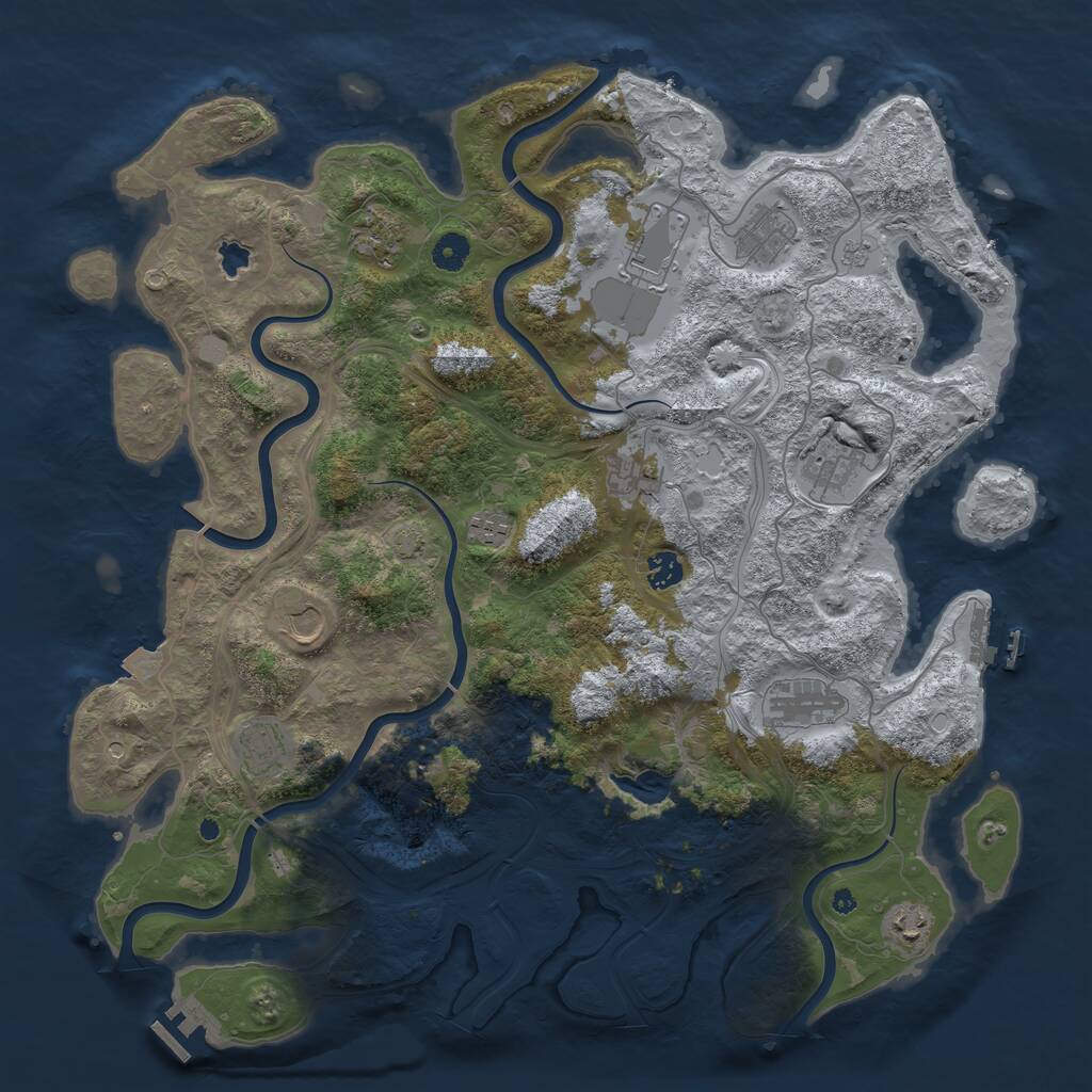 Rust Map: Procedural Map, Size: 4400, Seed: 604516014, 17 Monuments