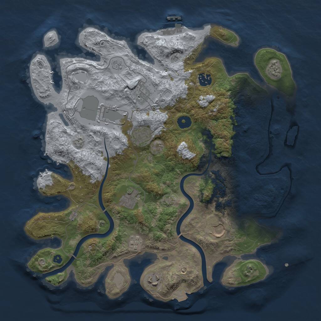 Rust Map: Procedural Map, Size: 3600, Seed: 335209981, 13 Monuments