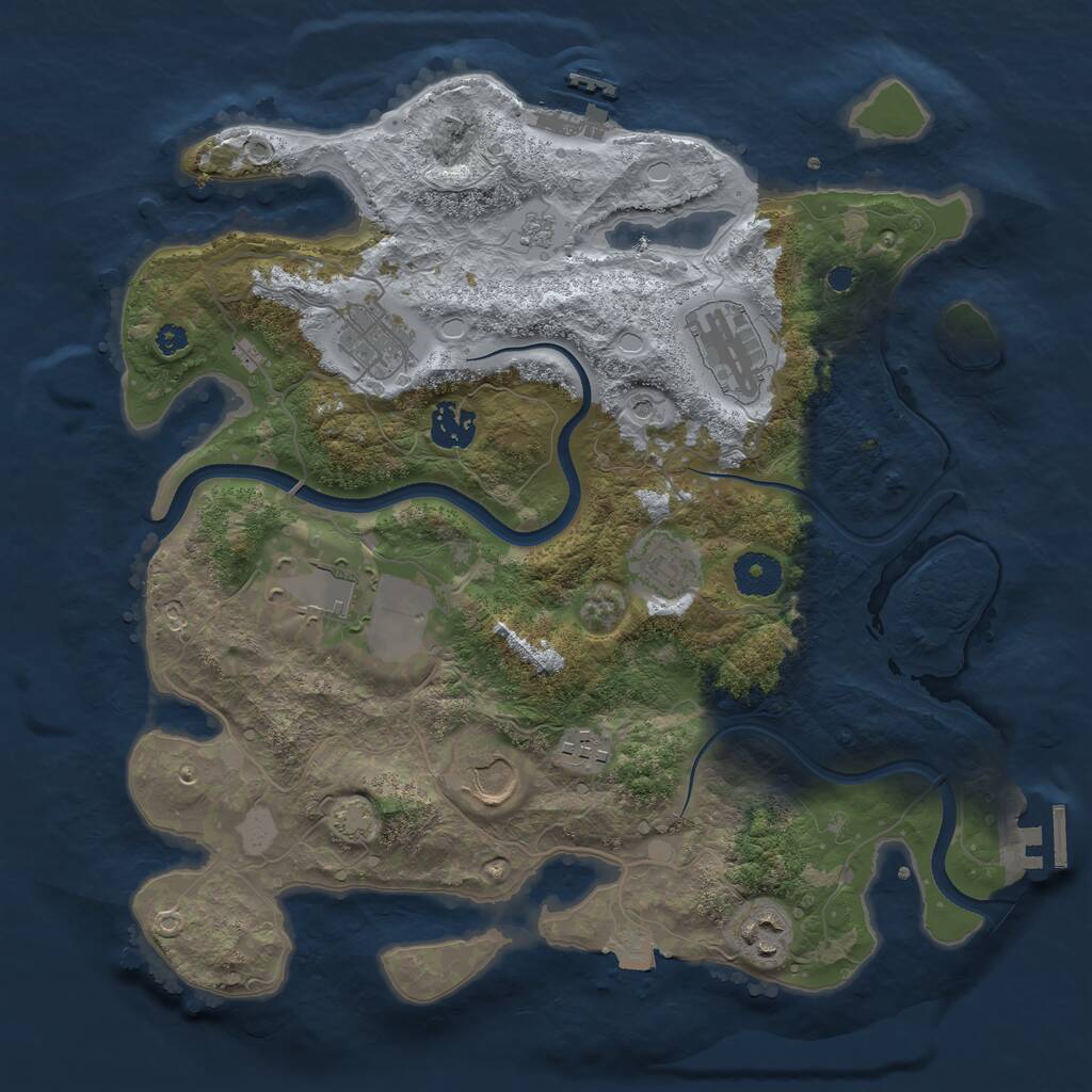 Rust Map: Procedural Map, Size: 3500, Seed: 942294073, 14 Monuments