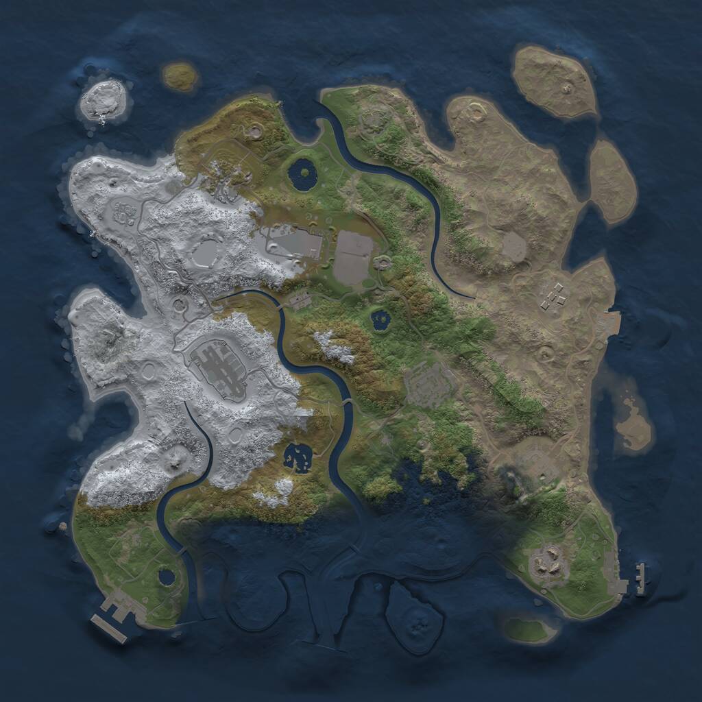 Rust Map: Procedural Map, Size: 3500, Seed: 448688, 14 Monuments