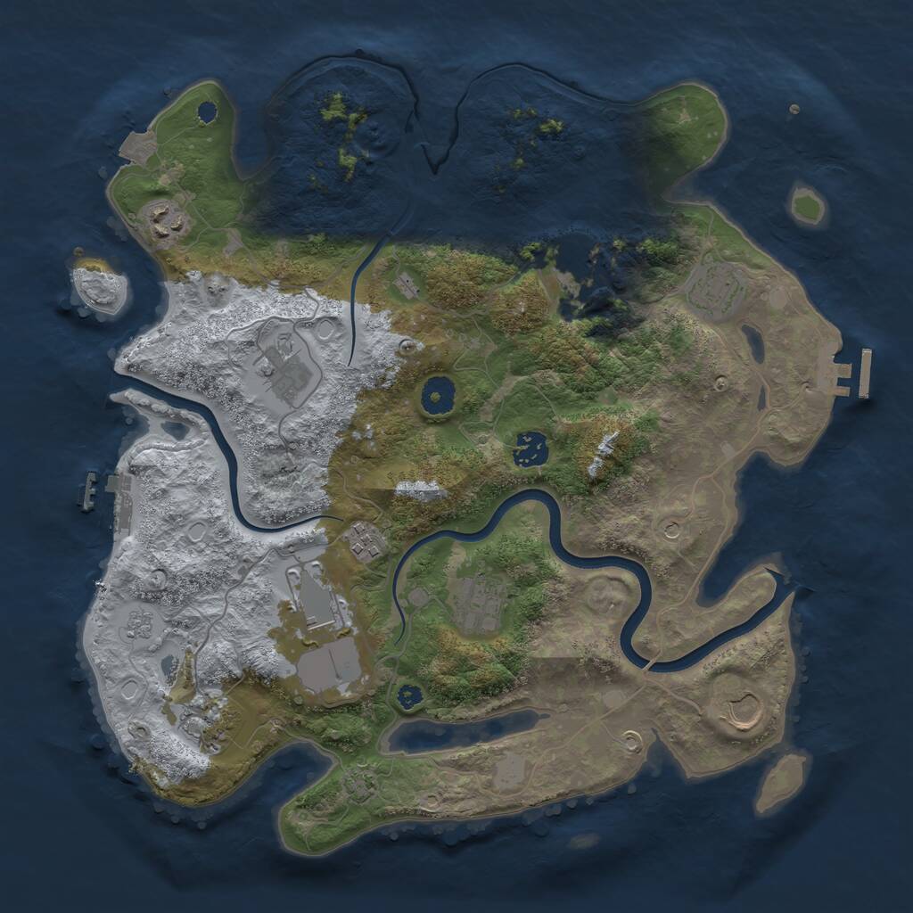Rust Map: Procedural Map, Size: 3750, Seed: 367031, 16 Monuments