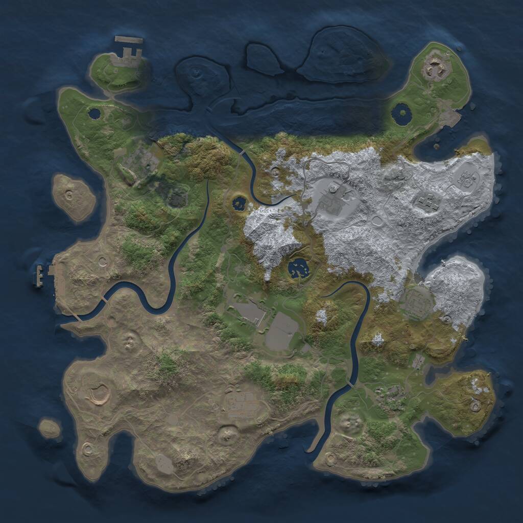 Rust Map: Procedural Map, Size: 3750, Seed: 555206, 16 Monuments