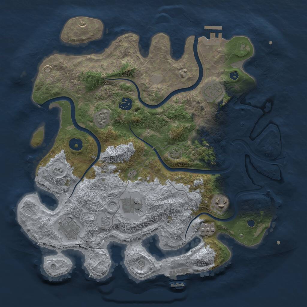 Rust Map: Procedural Map, Size: 3500, Seed: 817748, 12 Monuments