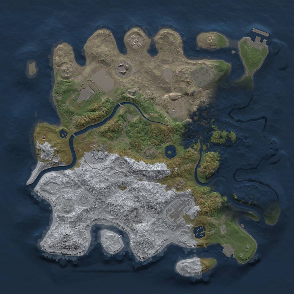Rust Map: Procedural Map, Size: 3500, Seed: 1651276139, 14 Monuments