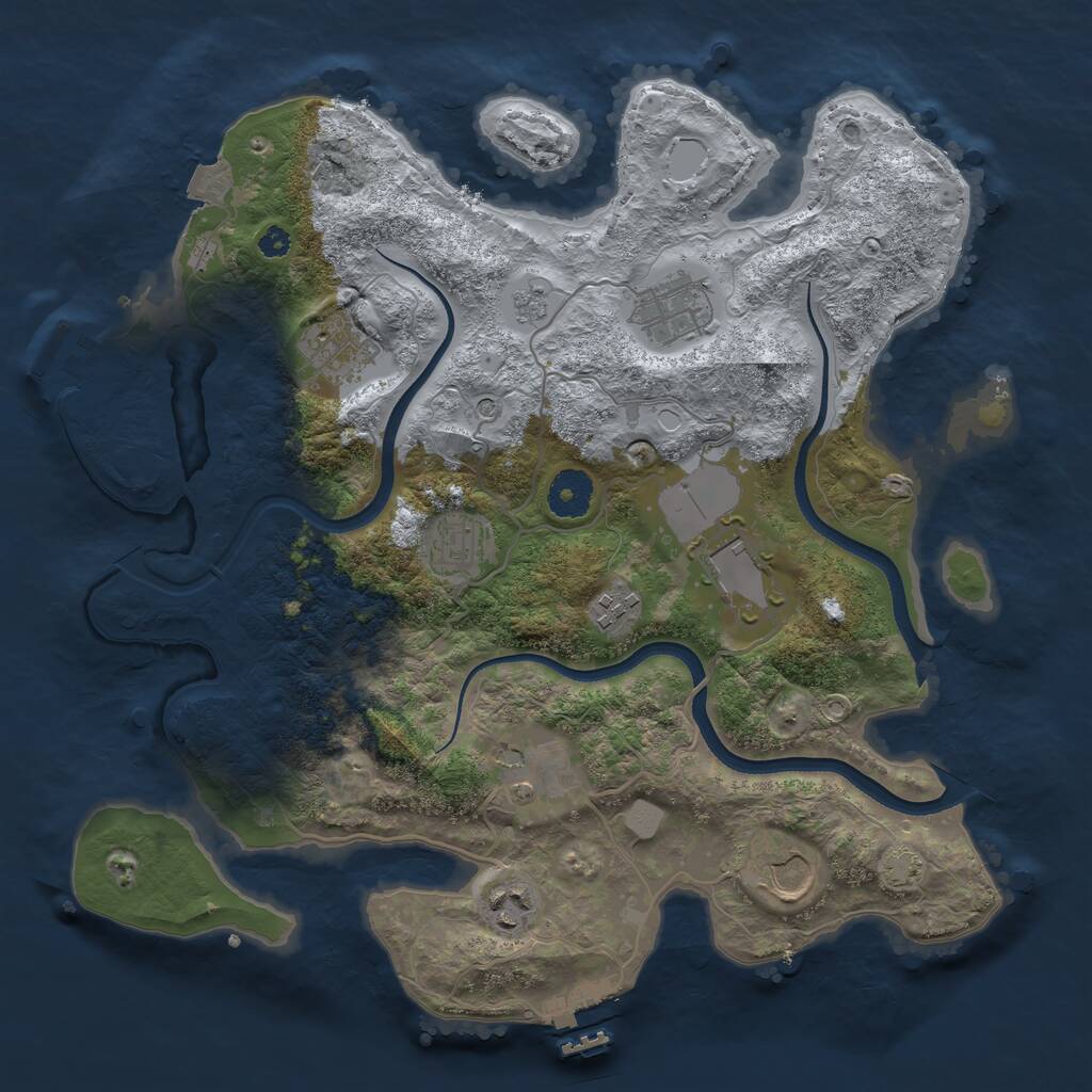 Rust Map: Procedural Map, Size: 3500, Seed: 223859940, 14 Monuments