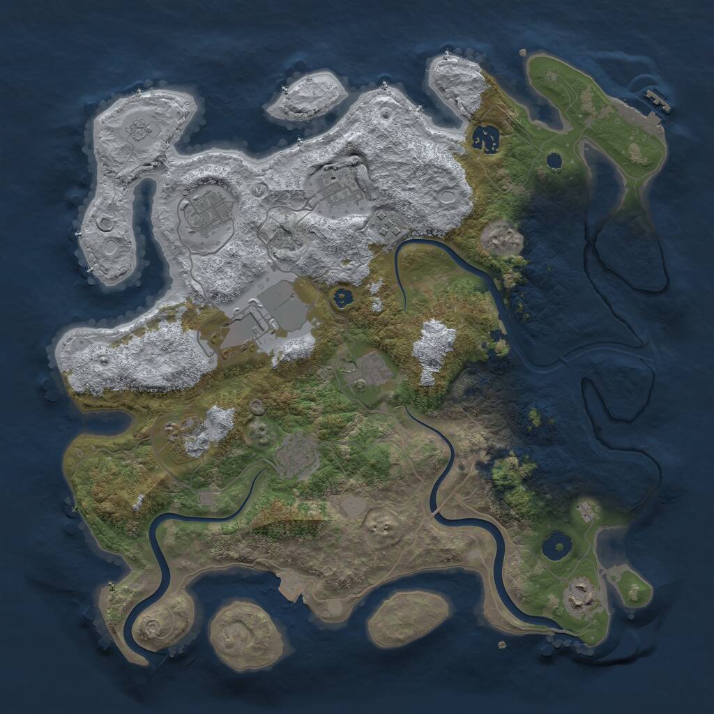 Rust Map: Procedural Map, Size: 3750, Seed: 1281036191, 14 Monuments