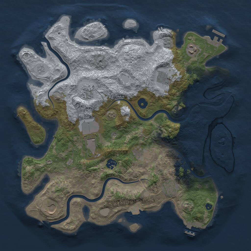 Rust Map: Procedural Map, Size: 3750, Seed: 1882736609, 15 Monuments