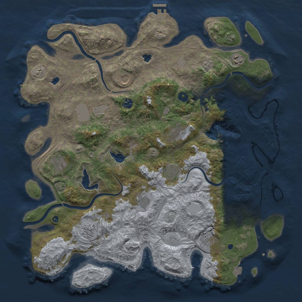 Rust Map: Procedural Map, Size: 4500, Seed: 461726130, 16 Monuments