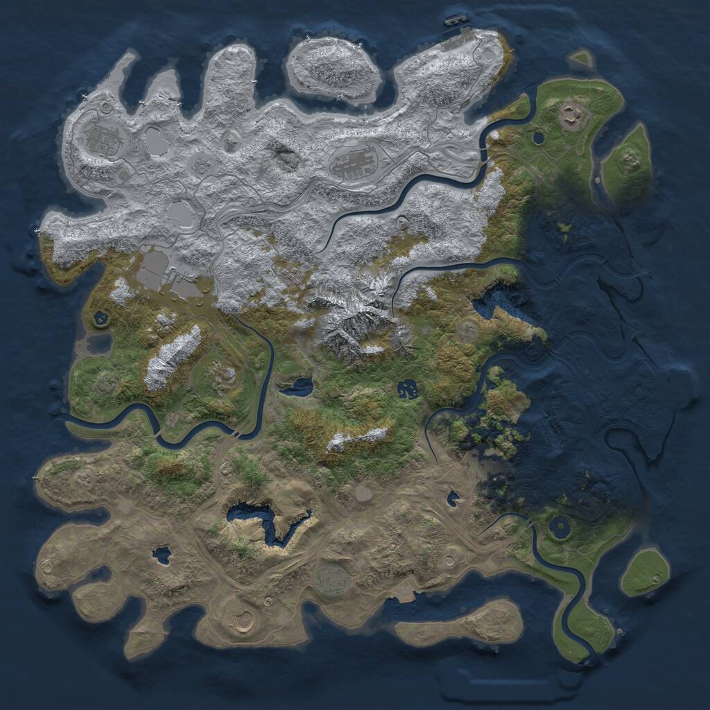 Rust Map: Procedural Map, Size: 5000, Seed: 716877454, 16 Monuments
