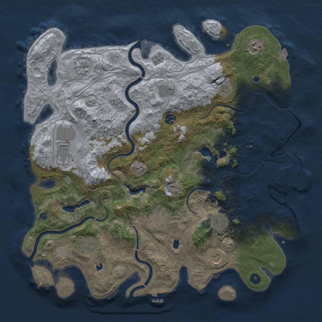 Rust Map: Procedural Map, Size: 4500, Seed: 1936450442, 17 Monuments